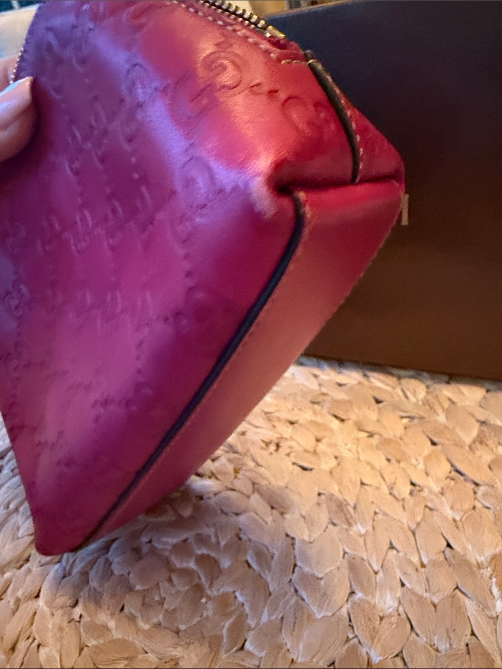Gucci Raspberry Embossed GG Leather Cosmetic Case - Picture 12 of 14